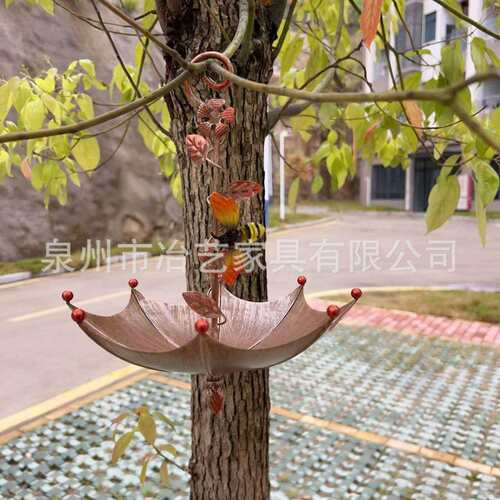 Bird Feeder Tro跨境爆款伞形蜜蜂喂鸟器花园庭院挂件金属工艺品