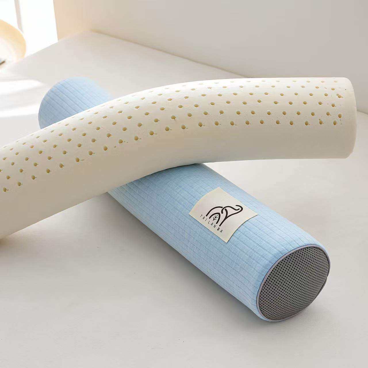 乳LK胶乳圆柱枕头护颈睡眠成助人曲度变直牵引椎颈椎条纹胶圆柱