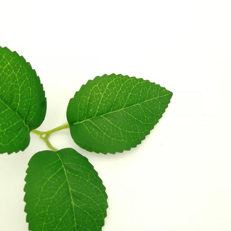 仿真花13厘米丝印射骨玫瑰叶植物墙花环通过纹路玫瑰叶厂家直销