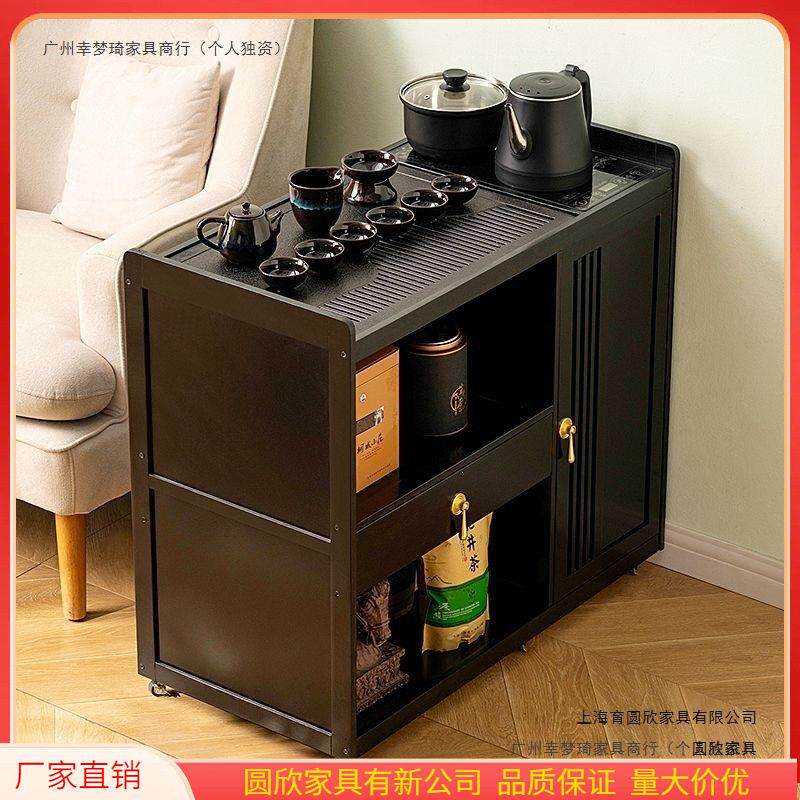 移动茶桌小茶台烧水壶一体家用茶水柜茶车阳台实木茶几煮泡茶桌子