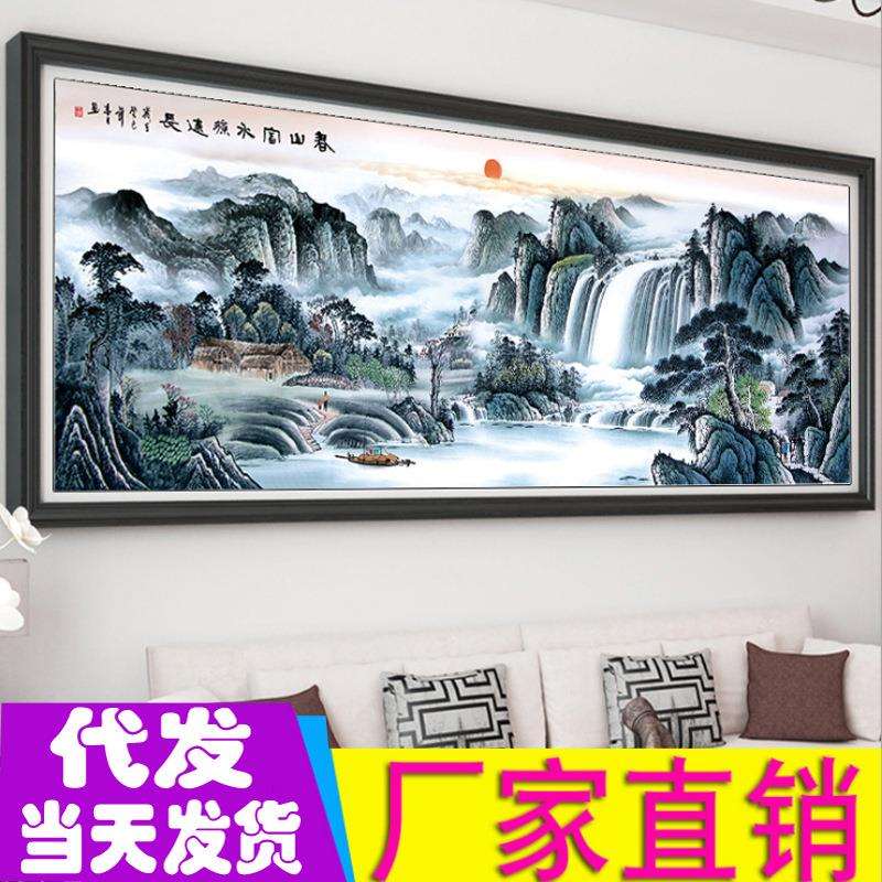 2020新款十字绣线绣春山富水长流十字绣满绣印花直销 - 实物图