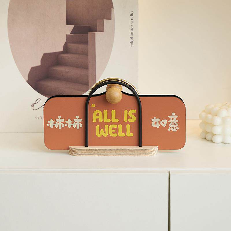 wozoom屋准客厅高级感创意摆件玄关电视柜钟表摆放式桌面装饰品