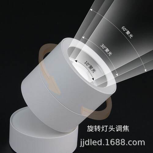 LED调焦灯5W-12W吸顶轨道折叠10-60度光圈照明商用家用氛围装饰灯