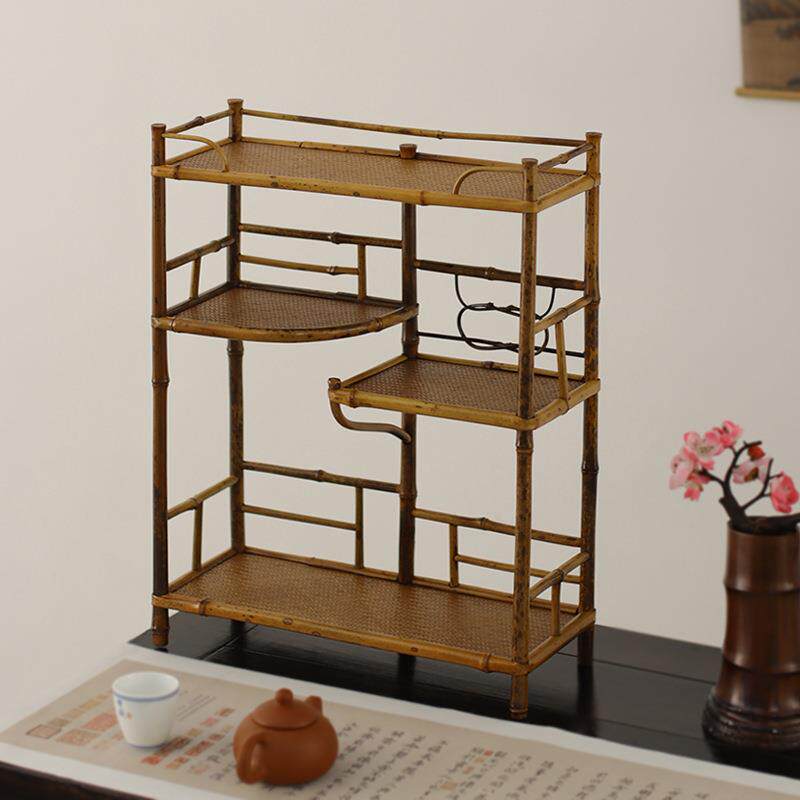 仿清梅鹿竹茶棚三久多宝阁博古架茶具茶器展示收纳柜餐饮厨具
