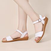 高档夏季 学适生真皮舒鱼嘴妈妈孕妇鞋 423大码 平凉鞋 3小底码