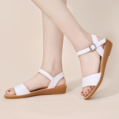 高档夏季平凉鞋3小底码学适生真皮舒鱼嘴妈妈孕妇鞋423大码41-43