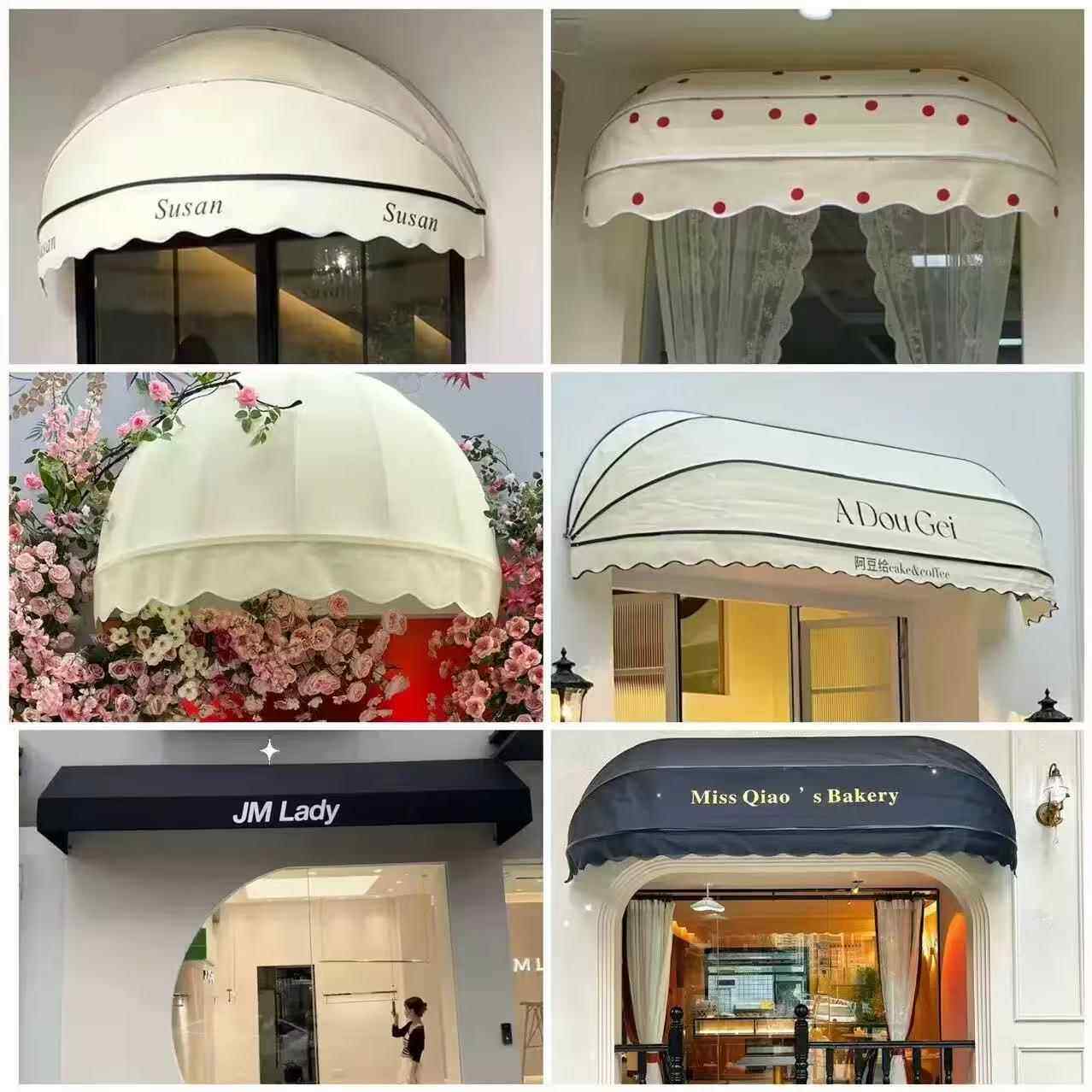 网红法式西瓜雨篷活动折叠球形门头半圆遮阳棚装饰阳台雨蓬波点棚