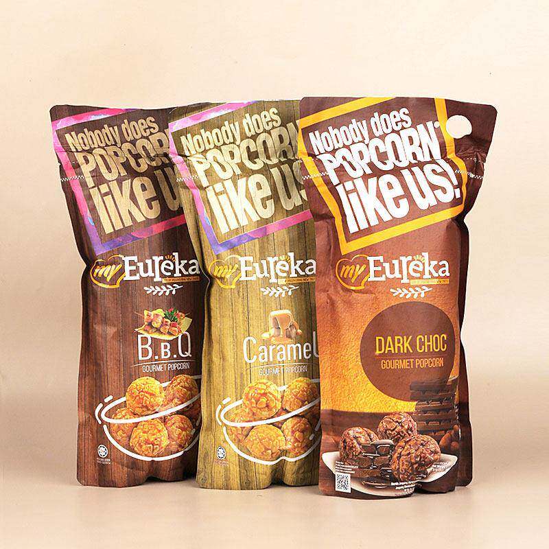 马来西亚Eureka焦糖味烧烤味黑朱古力味爆米花新口味的乐趣