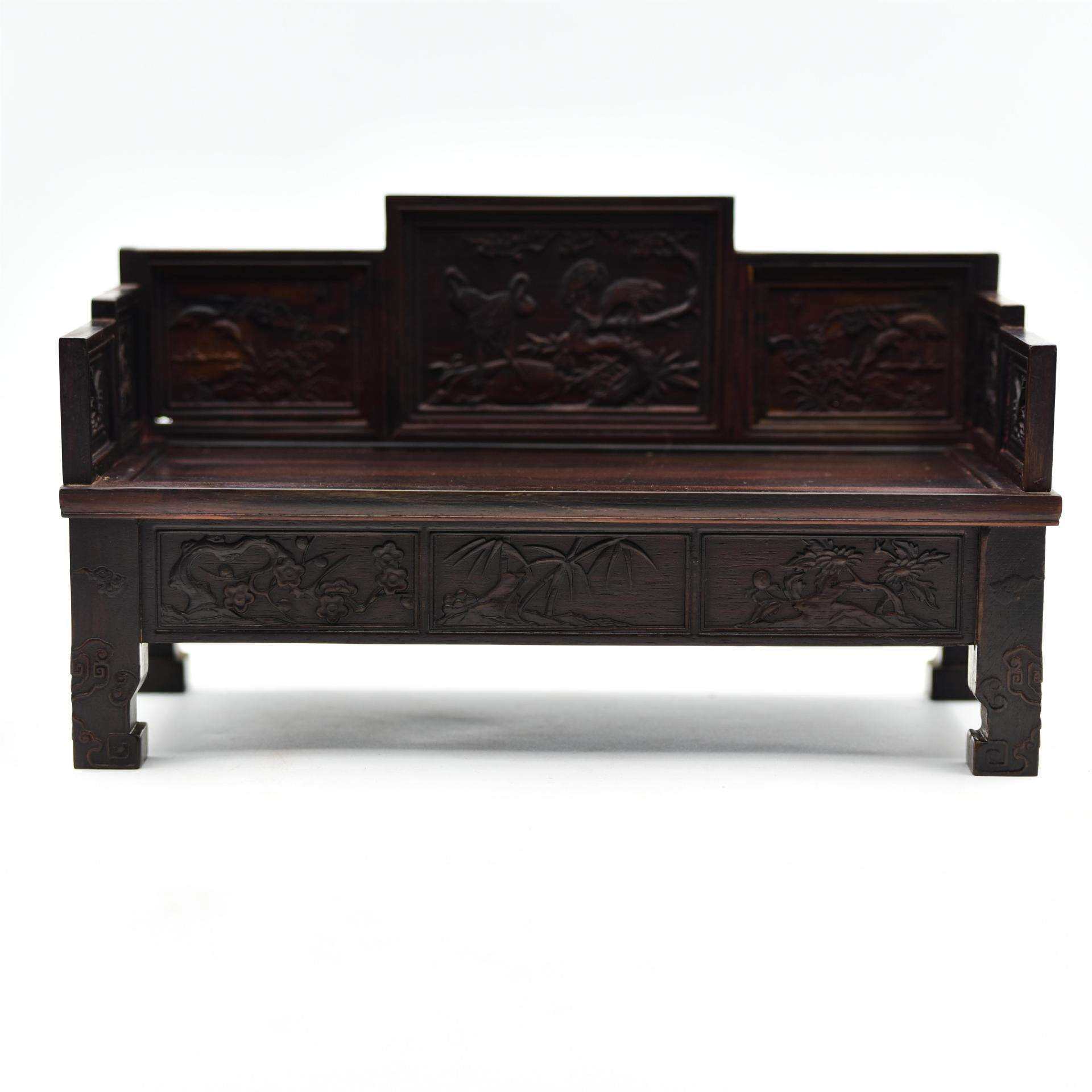 中式仿古明清雕花床微缩迷你小家具模型实木工艺品微型摆件