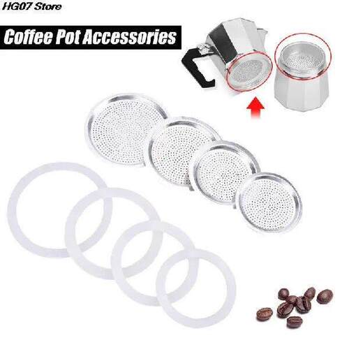 3 Silicone Gaskets And 1Pc Aluminum Filter Moka Pot With