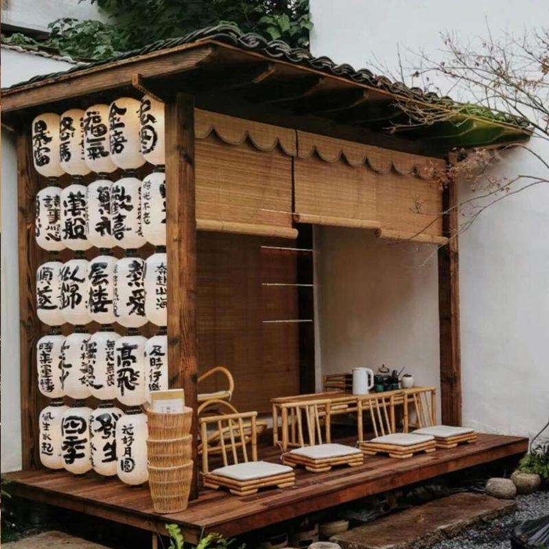 网红茅草木屋庭院茶室造景户外防腐木农村小院农家乐仿古稻草亭子