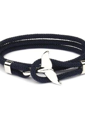 Fashion Whale Tail Men Multilayer Charm Rope Chain Bracelet