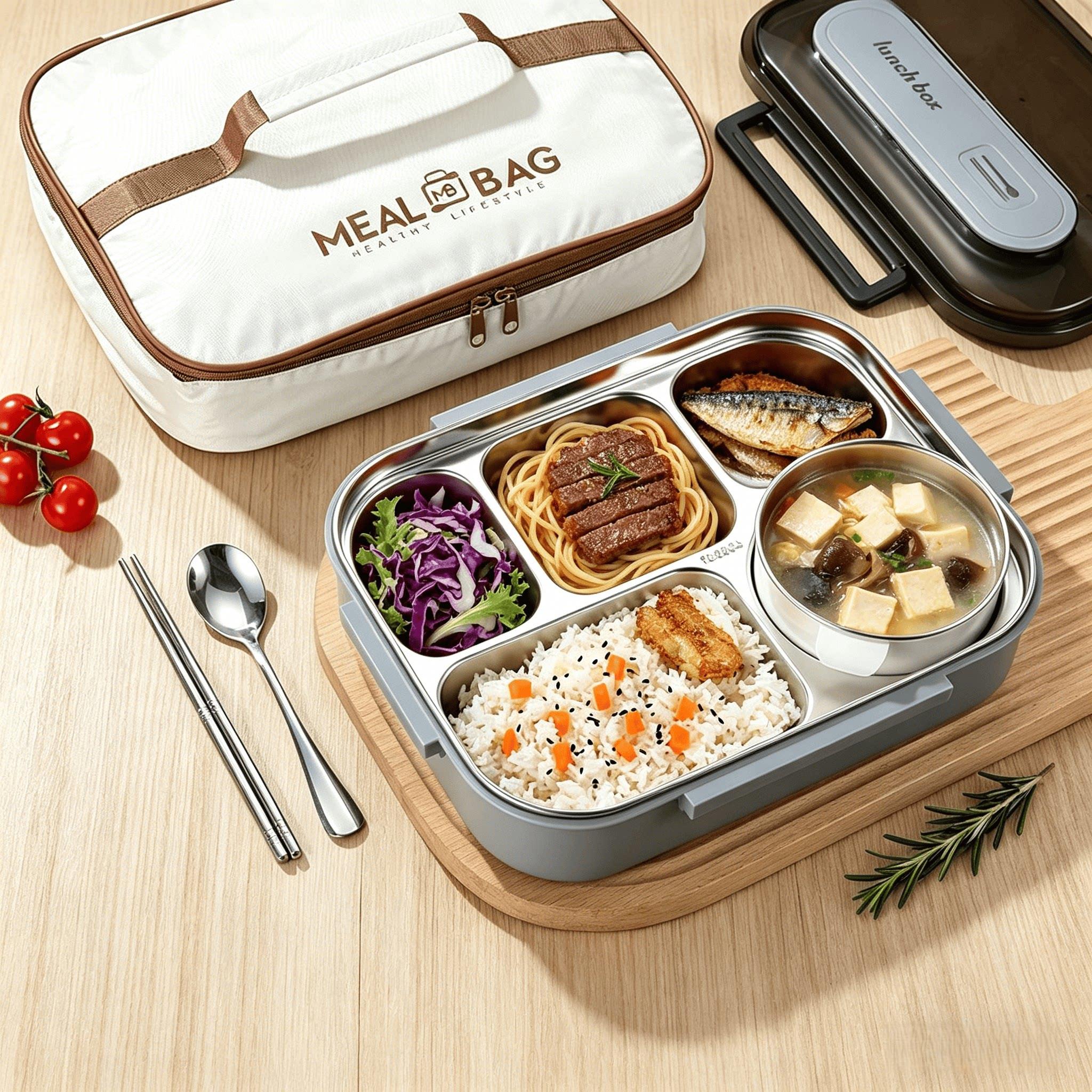 不锈钢多分格便当盒带餐具上班族学生食堂打饭送饭带餐大容量饭盒