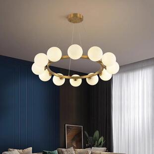 新款 客厅吊灯北欧魔豆餐厅灯具现代简约创意卧室圆圈泡泡双层灯具