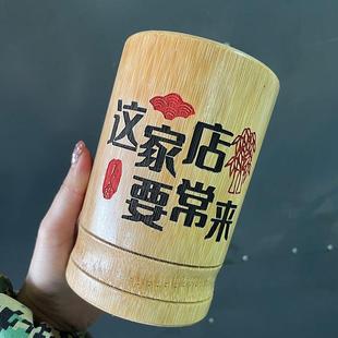 竹筷子筒定做LOGO筷篓筷笼商用串串香竹签筒定制复古餐厅饭店筷桶