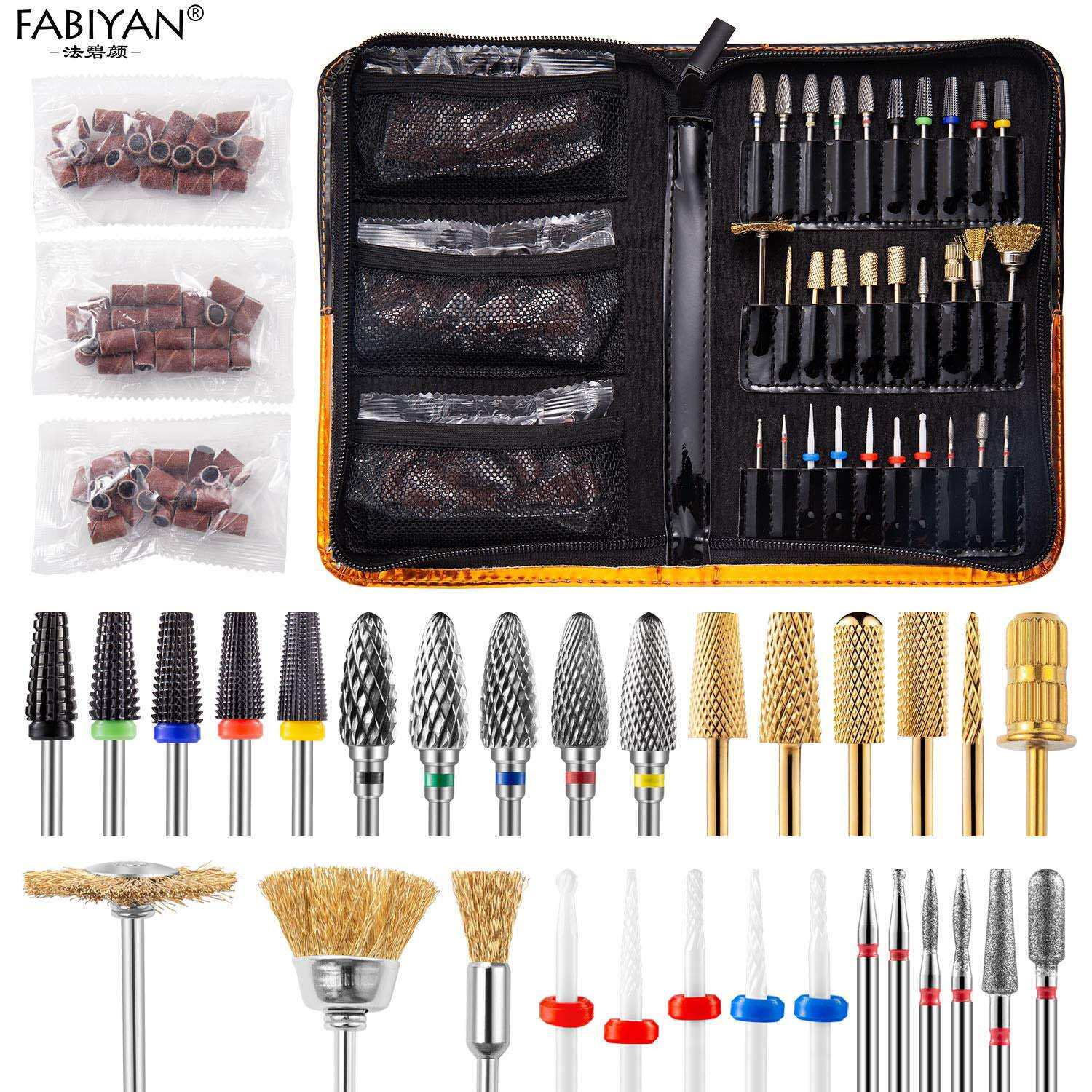 新款30支打磨头美甲钨钢卸甲钻头俄式前置处理去死皮拉链袋打磨机