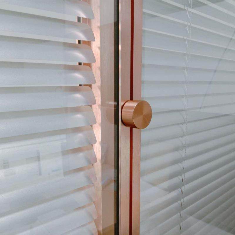 创业园办公室玻璃断墙隔玫瑰金玻双百叶高隔断铝合金VEL钢化玻璃