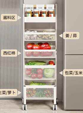 厨房动置物架架小推车落地可移旋转多层子多菜功能放果22212278蔬