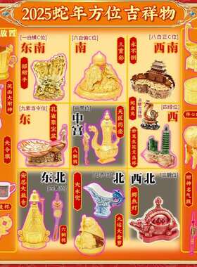 居位明2025蛇年风水摆居件九宫方位九方一套家客李厅电视柜金属装