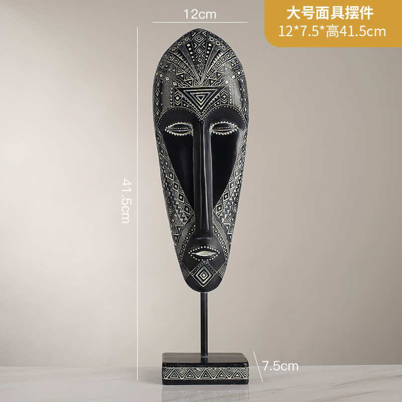 艺术彩绘摆件手工非洲摆设装饰品创意雕塑风情工艺品树脂面具复古