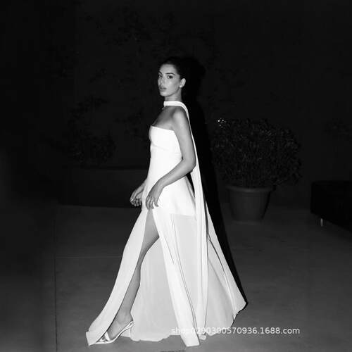 Women's flowing slit long dress, long skirt dress