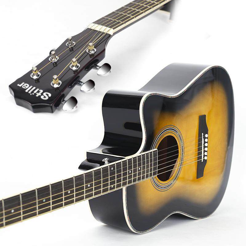 41他寸民谣吉他EQ电吉他初学t者成人椴木吉他入门练习电吉箱guTFP