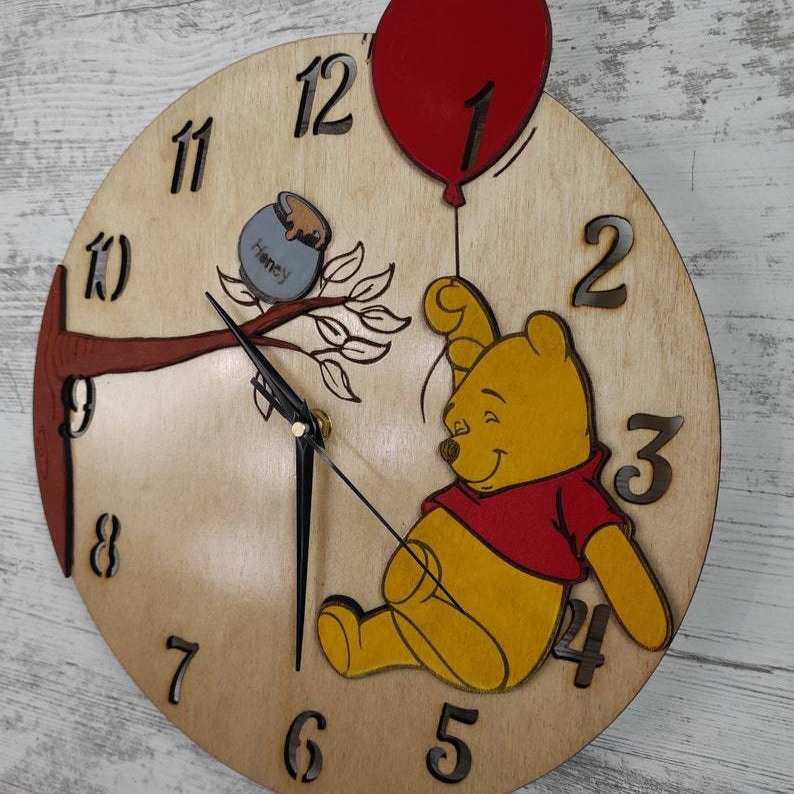 外贸爆款pooh可爱卡通维尼熊木质挂钟家居装饰墙面壁时钟表石英钟,家居饰品,挂钟,淘宝优惠券,粉丝福利购,淘宝优惠卷