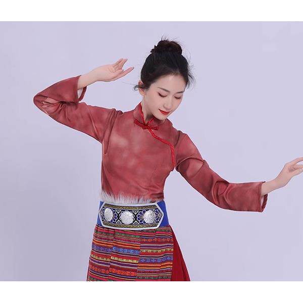 高档藏族蹈演出服装式藏少数民半族舞女学生艺考舞蹈练习舞蹈身长
