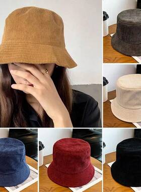 Warm Bucket Hat Outdoor Plush Corduroy Panama Hat Casual Win