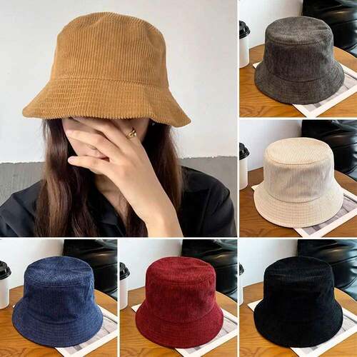 Warm Bucket Hat Outdoor Plush Corduroy Panama Hat Casual Win