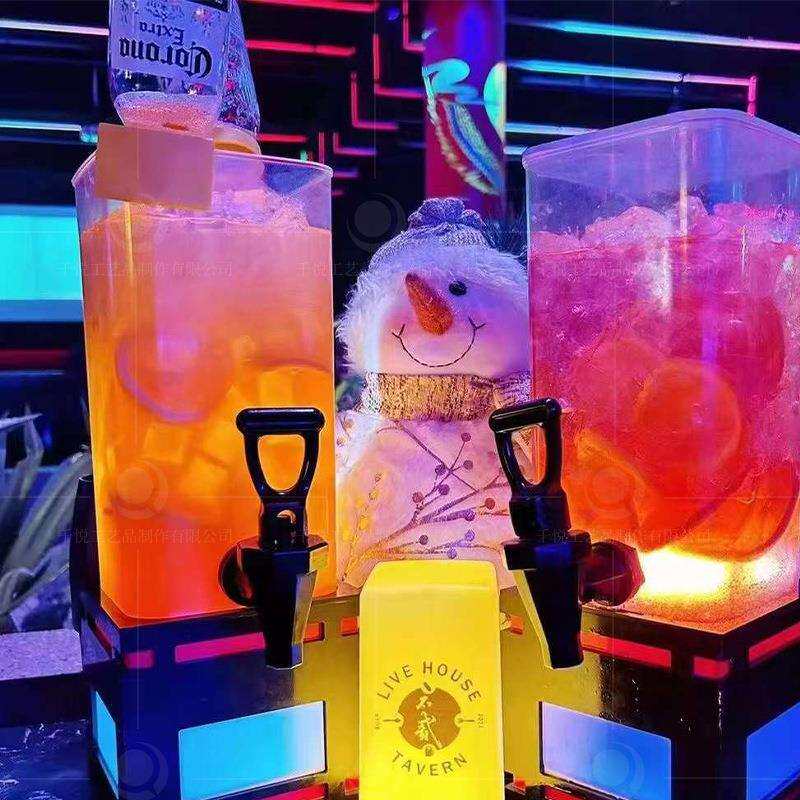 LED七彩酒炮发光酒塔酒炮3L扎啤酒炮冰柱分酒器饮料泡桶
