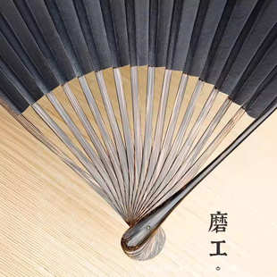 纯手工95寸棕竹折扇全芯圆头大茄头鱼尾燕尾和尚头搓节苏工宣纸面