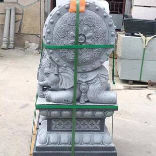 石雕门墩抱鼓石一对汉白玉花开富贵石鼓庭院门口中式户对石墩石鼓