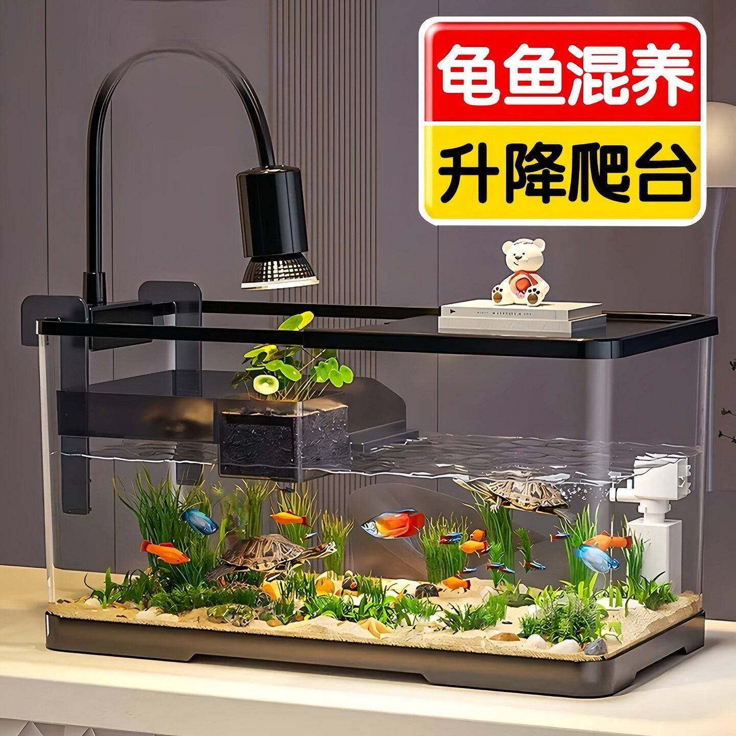 乌龟养殖箱家用生态缸养龟专用箱水族箱鱼缸客厅龟缸造景生态全套
