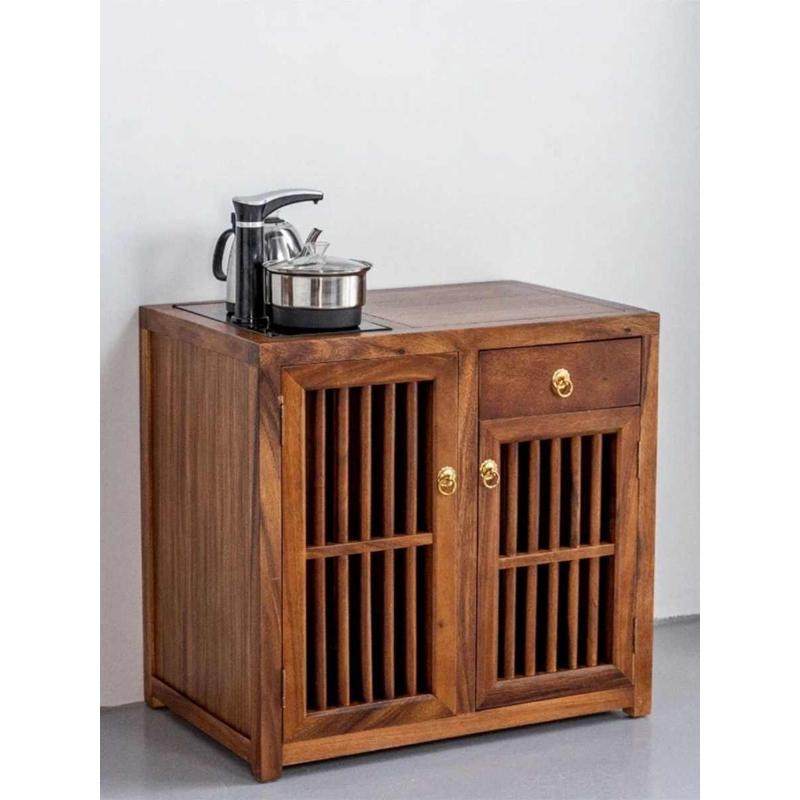 A9L奥坎茶水柜实木大板边柜家用泡茶台原木中式餐边柜茶几茶桌储