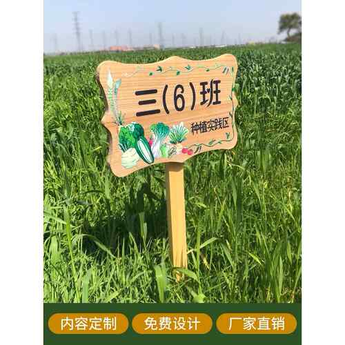 定制植树节地面木制标志学校菜园垂直标志公园警告标志户外幼儿园