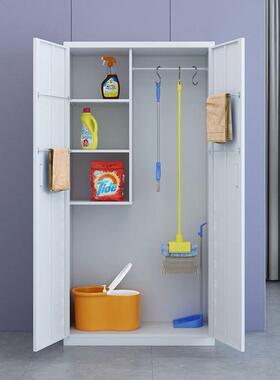 04不锈钢清柜保洁洁工具3整UJB理柜学校车间家阳台用拖把扫把收纳