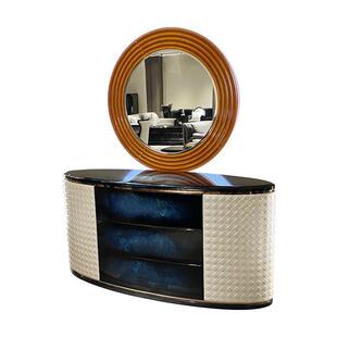 意大利轻奢妆台椭圆型现代简约玄关柜带抽屉梳妆台家用