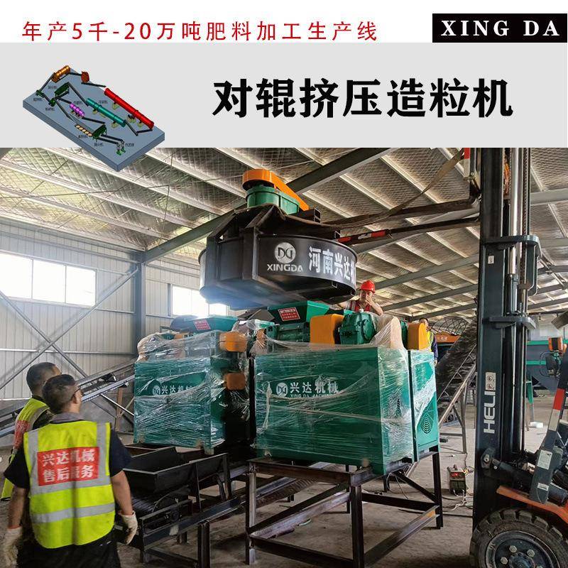 豆渣碳酸钙对辊挤压造粒机肥料加工设备化工颗粒成型率高磨具耐磨
