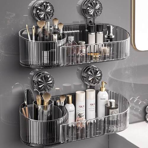 Suction Cup Storage Rack for Bathroom Vanity, Wall-Mounted H