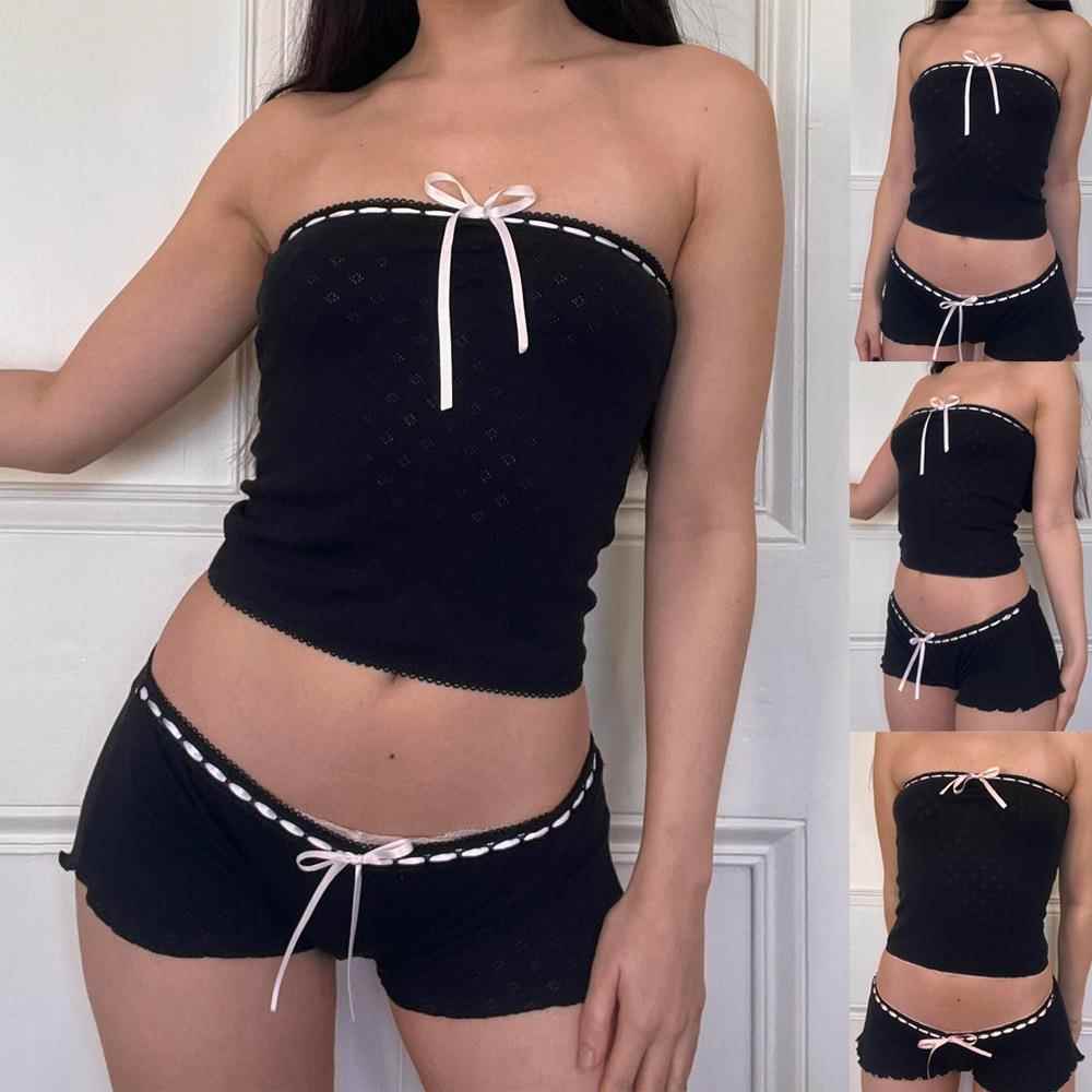 Shorts Top Set Short Pyjama Solid Pajamas Pajamas Set Tube