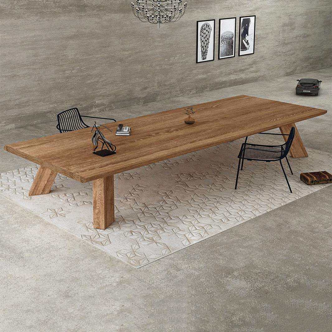 新品实木会议桌长桌简约现代办公桌原木大板桌北欧茶餐桌洽谈桌椅