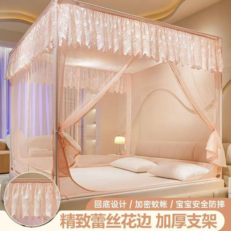 A类儿童防摔坐床蚊帐家用床笠款三开门防蚊帐单件帐纱支架