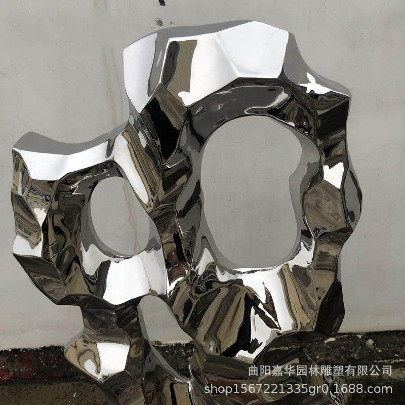 新款 城市园林不锈钢景观小品摆饰酒店房地产抽象景观装饰太湖石