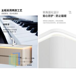 烤漆实木浴室柜组合陶瓷盆双抽屉圆弧感应灯主柜洗漱台金百盛8809