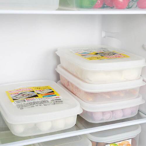 日本进口厨房冰箱保鲜收纳盒水饺盒速冻饺子盒塑料带盖冷冻食物盒