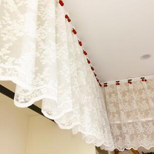试衣间门帘U型带褶子防尘蕾丝帘遮挡帘衣帽间防尘帘窗帘帘头窗幔