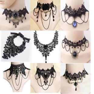 Gothic Style Jewelry Set Vintage Lace Choker Necklace Ring H