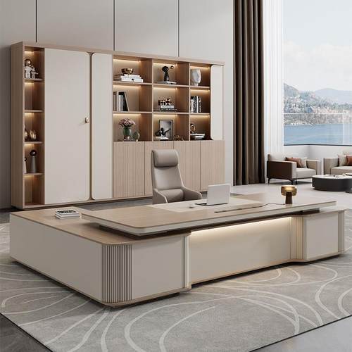 办公桌老板桌简约现代总裁桌办公室家具广东轻奢经理大班台主管桌