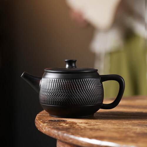 建水紫陶纯手工跳刀汉瓦茶壶单壶家用功夫茶具风鸣壶大容量
